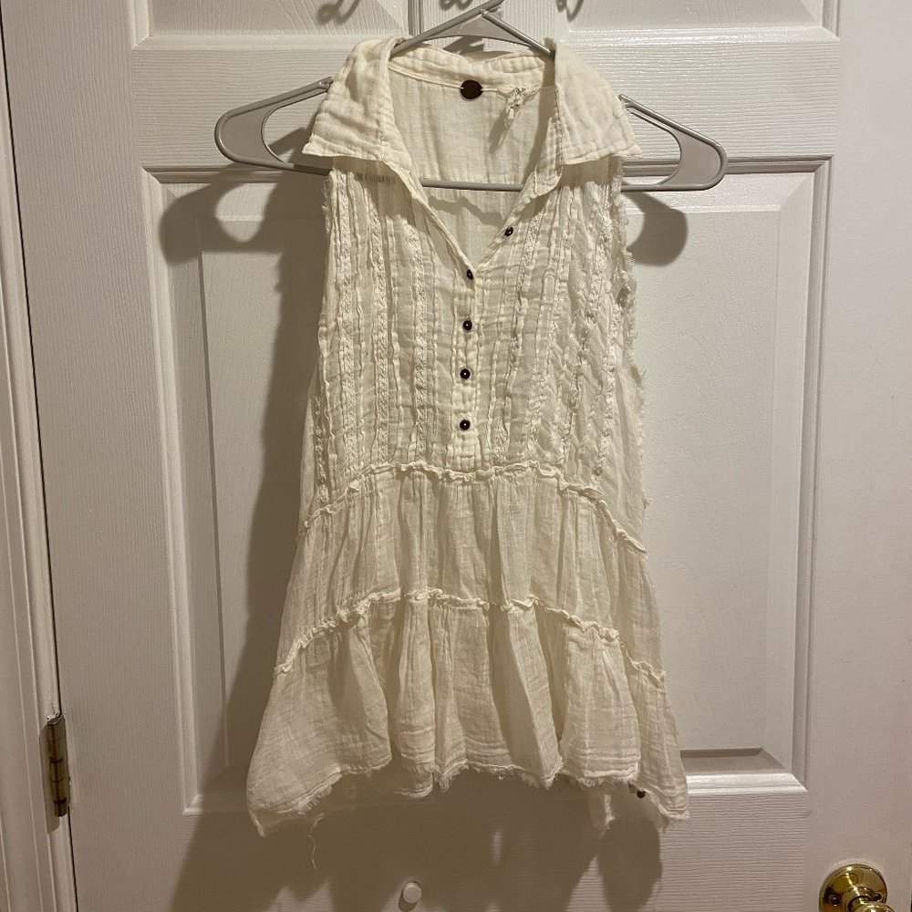 White Flowy Button Down